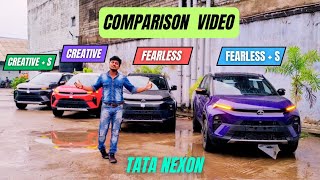 Tata Nexon 2023 comparison video 😍 Creative vs Creative+ S vs Fearless vs Fearless+S 🙂