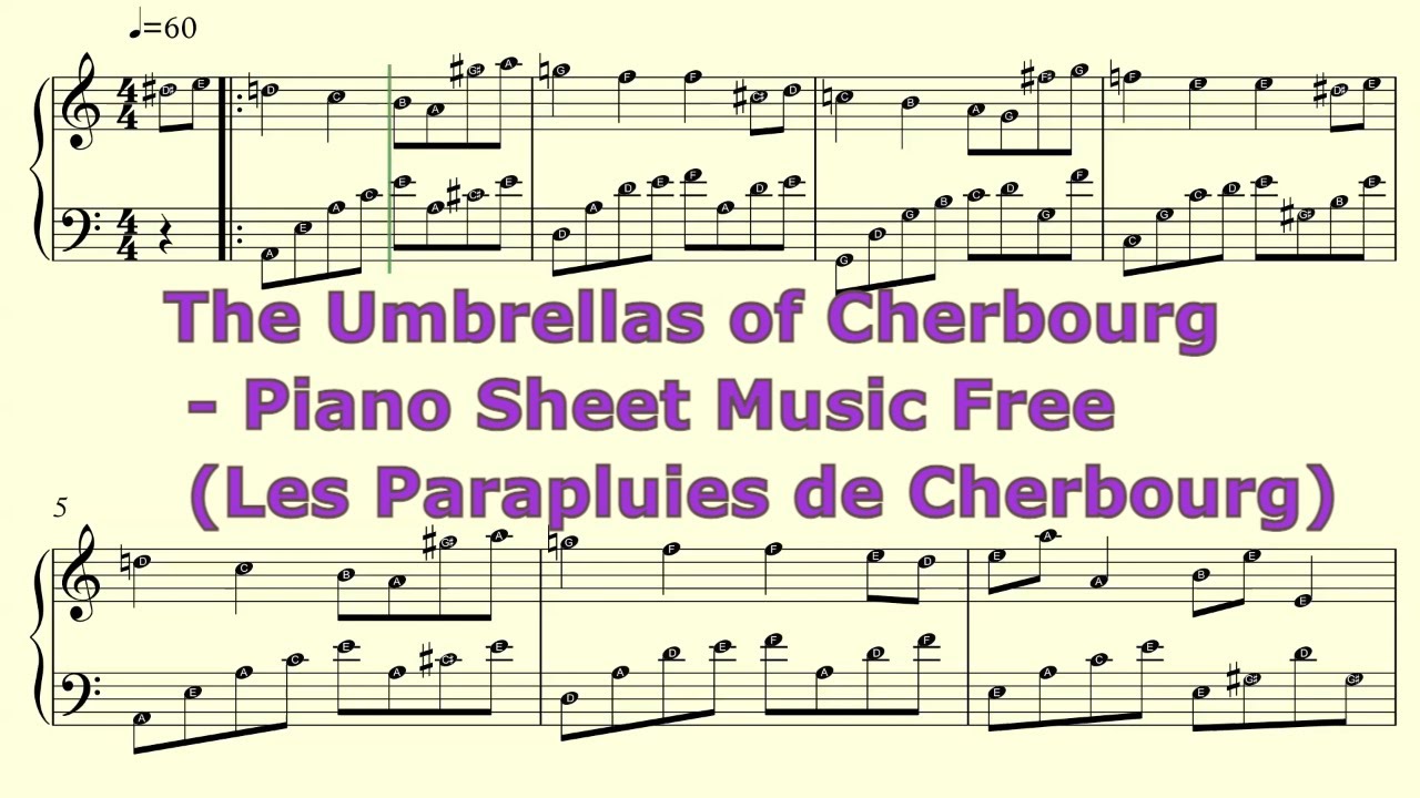 The Umbrellas of Cherbourg - Piano Sheet Music Free (Les Parapluies de  Cherbourg) - YouTube