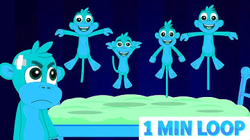 [1-Minute Loop] Five Playful Monkeys Jump & Giggle 🐒 | Cute 3D Nursery Rhyme for Babies & Toddlers