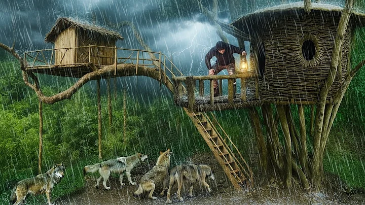 Man spends 7 days building a house out of vines on a large tree to survive in the rainforest