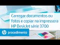 Carregar documentos ou fotos e copiar na impressora HP DeskJet série 3700