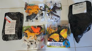 Unboxing mainan binatang, sapi, ayam, bebek, angsa, gajah, singa, harimau, beruang, domba