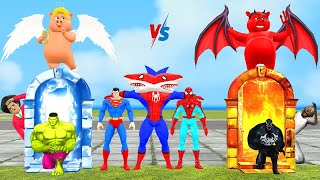 Game 5 Superhero vs spiderman cartoon funny vs shark spider-man roblox Go To Heaven OR Go Down Hell