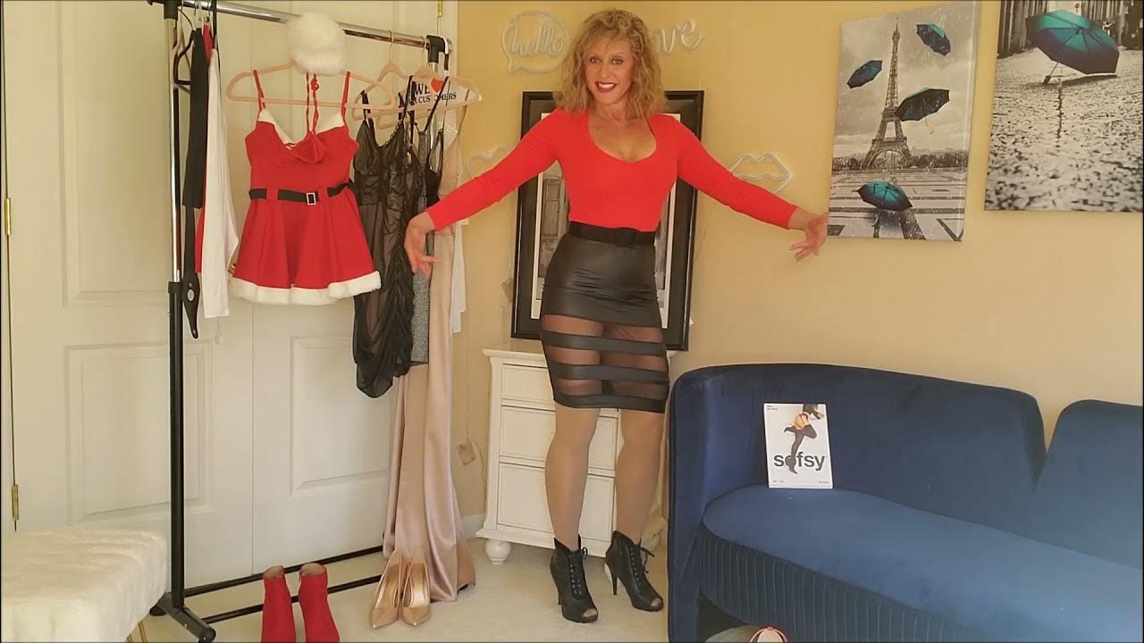 Holiday skirts with bodysuits & Sofsy stockings Fit Nice over 40 with