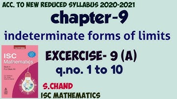 Indeterminate forms of limits Ex-9(a).1 | class12 | isc | s chand