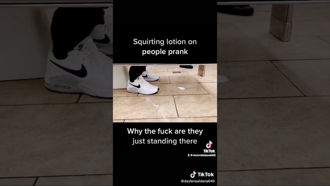 guy squirts lotion on people's shoes