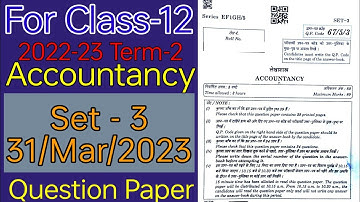 Set-3 Accountancy 31-03-2023 term-2 | Class 12 Q. paper 2022-23 | New pattern| @Gopal Sharma Classes
