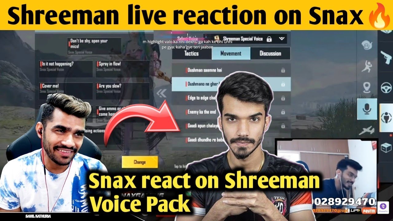 Shreeman live reaction on snax 🔥 | Snax reaction on shreeman voice pack ...