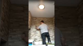 Time lapse grouting rock face porcelain tiles in #bathroom #tiling #rockface #foryou