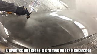 Spraying Cromax VR 1120 clearcoat with a Devilbiss DV1 Clear.