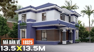 Mã bản vẽ 18325. Revit nhà biệt thự 2 tầng mái nhật 13.5x13.5m | Banvenhadep.vn