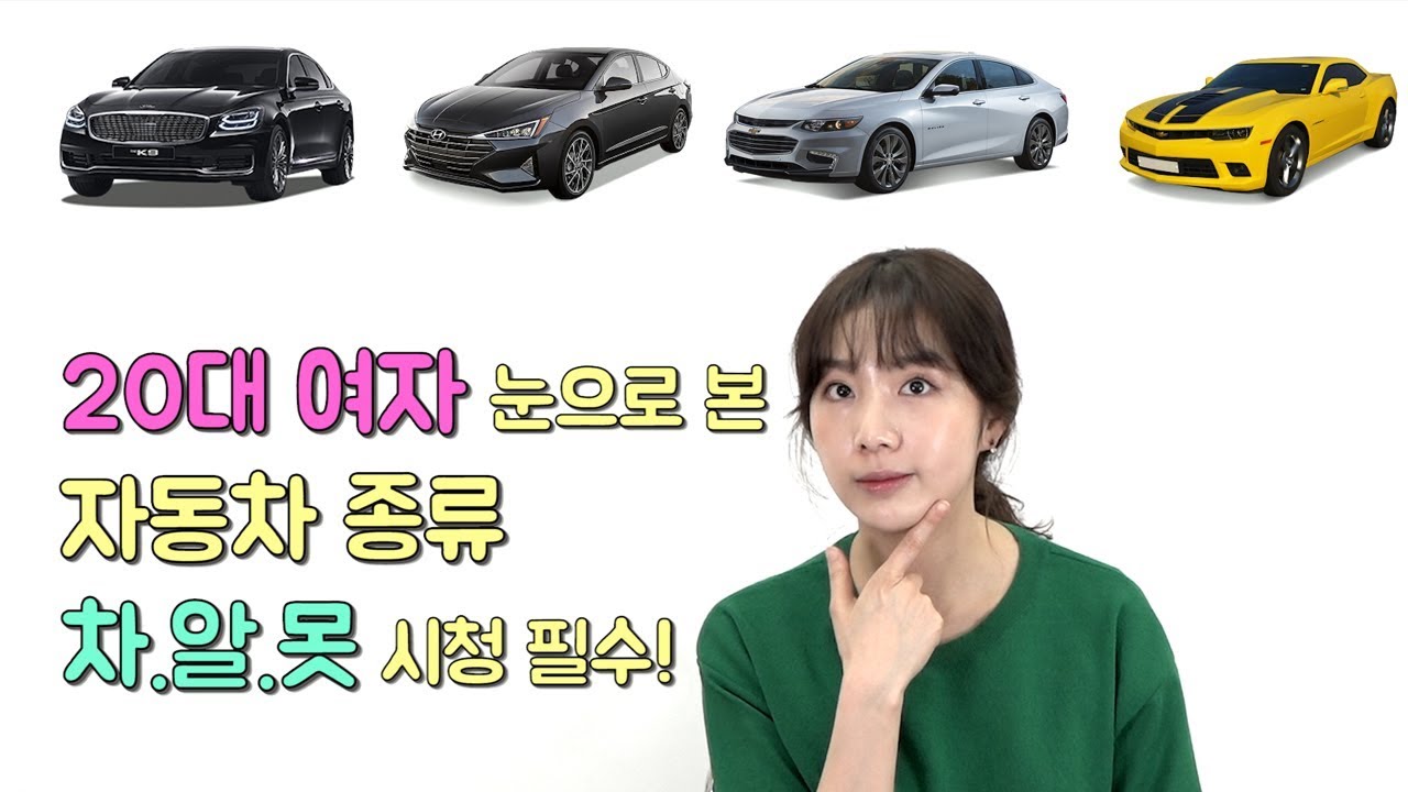 20대 여자가 본 자동차 종류 차알못 시청 필수 그렌저 쏘나타 말리부 아반떼 카마로 Youtube