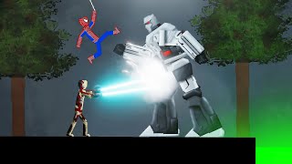 Spider-Man and Ironman vs Megatron in People Playground