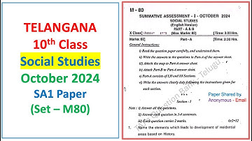 10th class SA1 Social 2024 - 2025 question paper Social Studies Telangana TG TS Set M80
