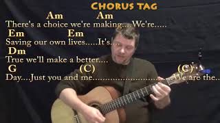 We Are the World (USA For Africa) Strum Guitar Cover Lesson in C with Chords/Lyrics