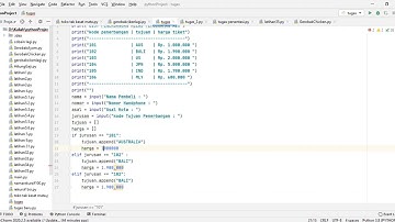 KODINGAN PEMESANAN TIKET PESAWAT - KODINGAN PYTHON #5 #pythonprogramming #python