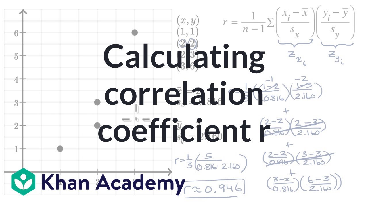 Calculating correlation coefficient r (video)  Khan Academy