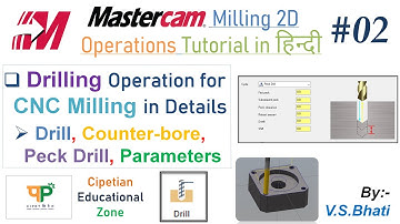 Mastercam Mill 2D - Drilling Operation || Counter bore || Peck Drill || 2D Programming | Hole Making
