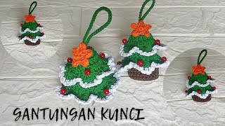 Ornamen Natal Rajutan || Gantungan Kunci Pohon Natal Rajutan || Crochet Christmas Tree Keychain ||
