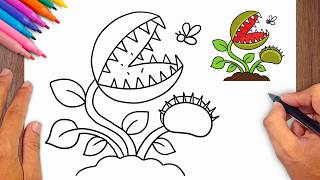 How to draw Venus Flytrap - Easy Drawing for Kids & Beginners