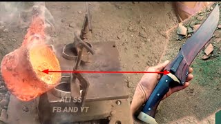 Tutorial ful membuat pisau besar dan cara MELEBUR LOGAM dengan alat sederhana #metal