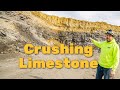 Crushing limestone rock
