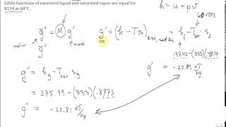 Gibbs function sat liq vap R134a 60degC