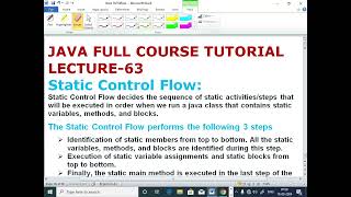 JAVA LECTURE -63| Static Control Flow| Static Variables| Static Block And Method (@ECL365CLASSES