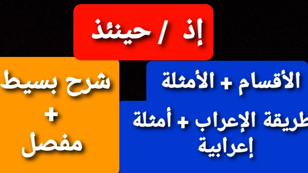 إذ / حينئذ: الأقسام + الأمثلة + طريقة الإعراب + أمثلة إعرابية .... شرح ...