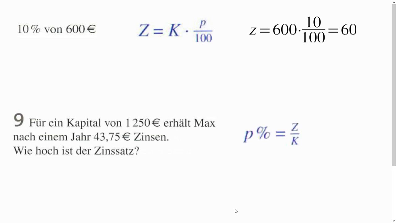 C1 Ich kann die Formeln für die Zinsrechnung anwenden YouTube