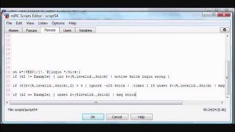 mIRC Scripting Tutorial 2 - Getting Started - Simple Login Blacklist
