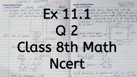 Ex 11.1, Q 2, Chapter 11, Mensuration , Class 8 Math