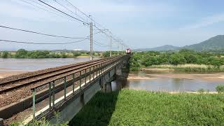 381系　特急やくも　斐伊川橋梁通過シーン