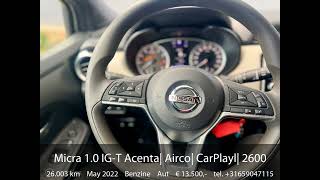Nissan Micra 1.0 IG-T Acenta| Airco| CarPlayl| 26000KM