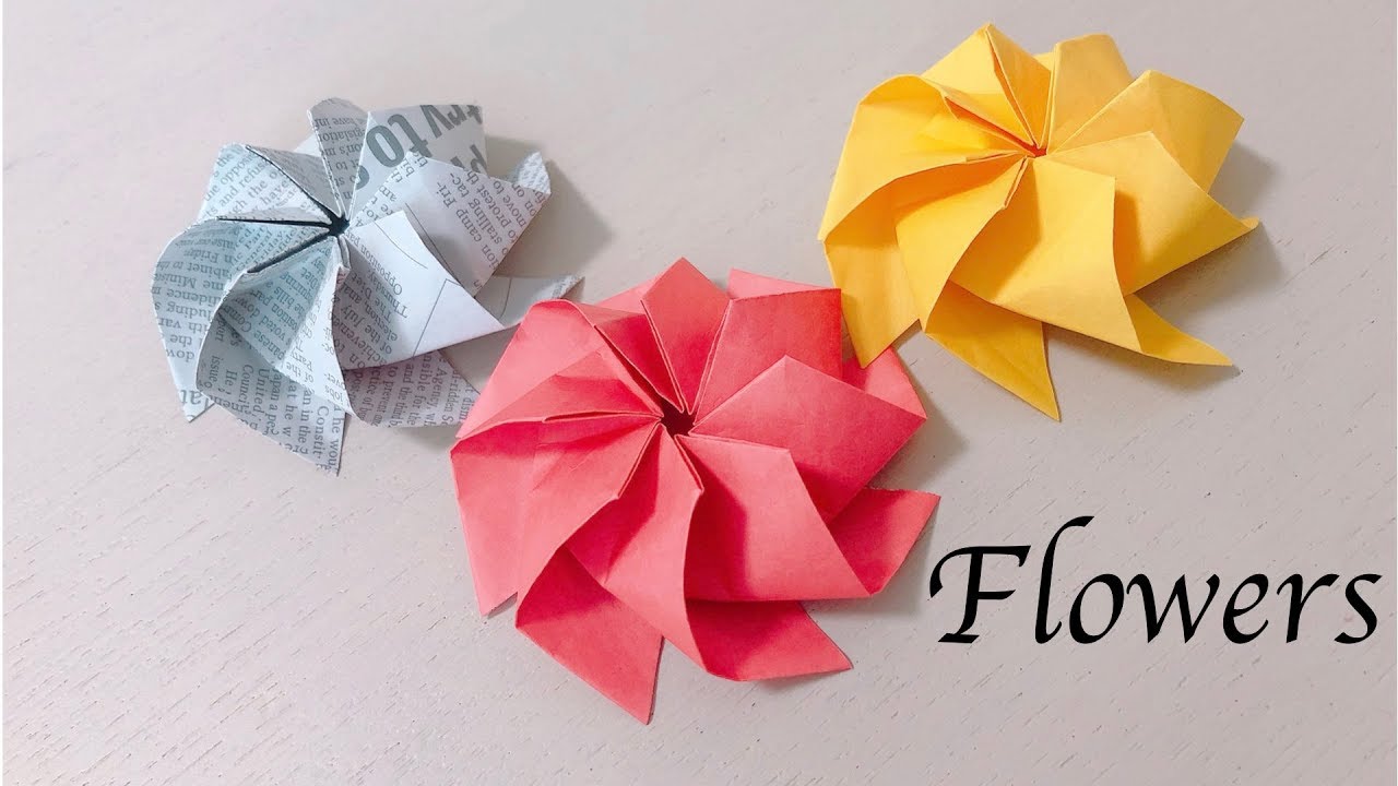 立体折り紙 おしゃれで立体的なお花 インテリアにぴったり Origami Flowers 折り紙美人 折り紙モンスター