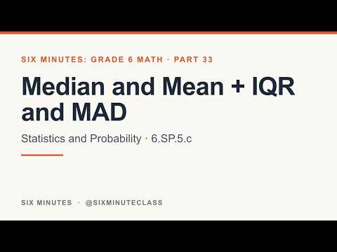 Median and Mean and Interquartile Range and MAD | Six Minutes: Grade 6 Math, Part 33