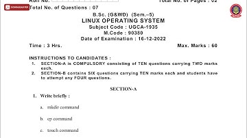BSC 5TH SEM GWD LINUX OPERATING SYSTEM DEC 2022 | PTU