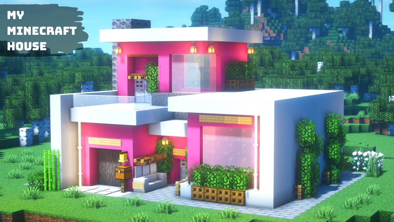 Minecraft Casa Moderna Rosa Tutorial : Craftxing #minecraft