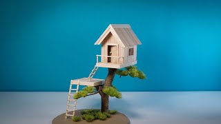 Wow! rumah di atas pohon | membuat miniatur rumah pohon | kerajinan tangan dari stik es krim by Ai Creative 52,946 views 4 years ago 8 minutes, 12 seconds