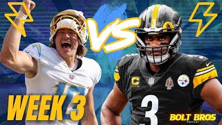 Chargers At Steelers Week 3 Preview Game with Giveaways | Bolt Bros | NFL