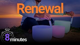 Seaside Sunset Sound Bath | 8 Minute Crystal Singing Bowls at Golden Hour | Chakra Renewal Vibration