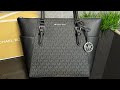 Распаковка сумки MICHAEL KORS Charlotte Large Logo And Leather Top-Zip Tote Bag (black)