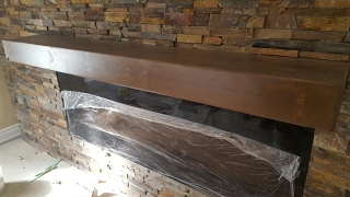 Simple box type floating shelf to make a fireplace mantel. Roughed it up to make it look old. not hard at all .