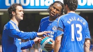 Ballack and Drogba fight over free kick