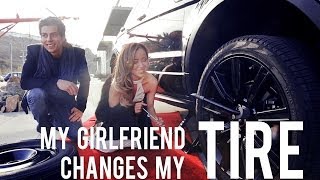 Girlfriend Changes Boyfriend's Tire
