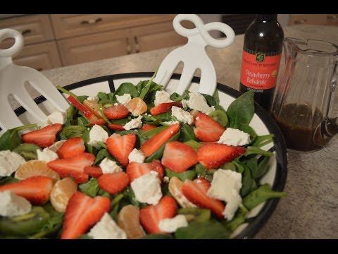 How to Make Kiwi, Strawberry & Spinach Salad with Chevre & Strawberry Lime Balsamic Vinaigrette: CWK