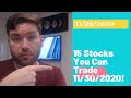 STOCK WATCHLIST FOR 11/30/2020: All technical analysis for 15 stocks you should buy tomorrow!
