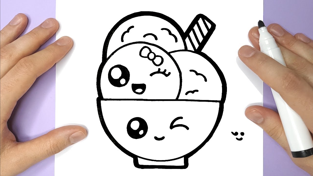 How to Draw a cute ice cream bowl - Happy Drawings ✿◕‿◕ - YouTube