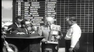 President Dwight D. Eisenhower distributes awards while at National Field Day and...HD Stock Footage