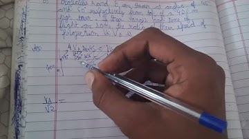 Projectiles "A" and "B" are thrown at angles of 45∘ and 60∘ with vertical respectively from top of a